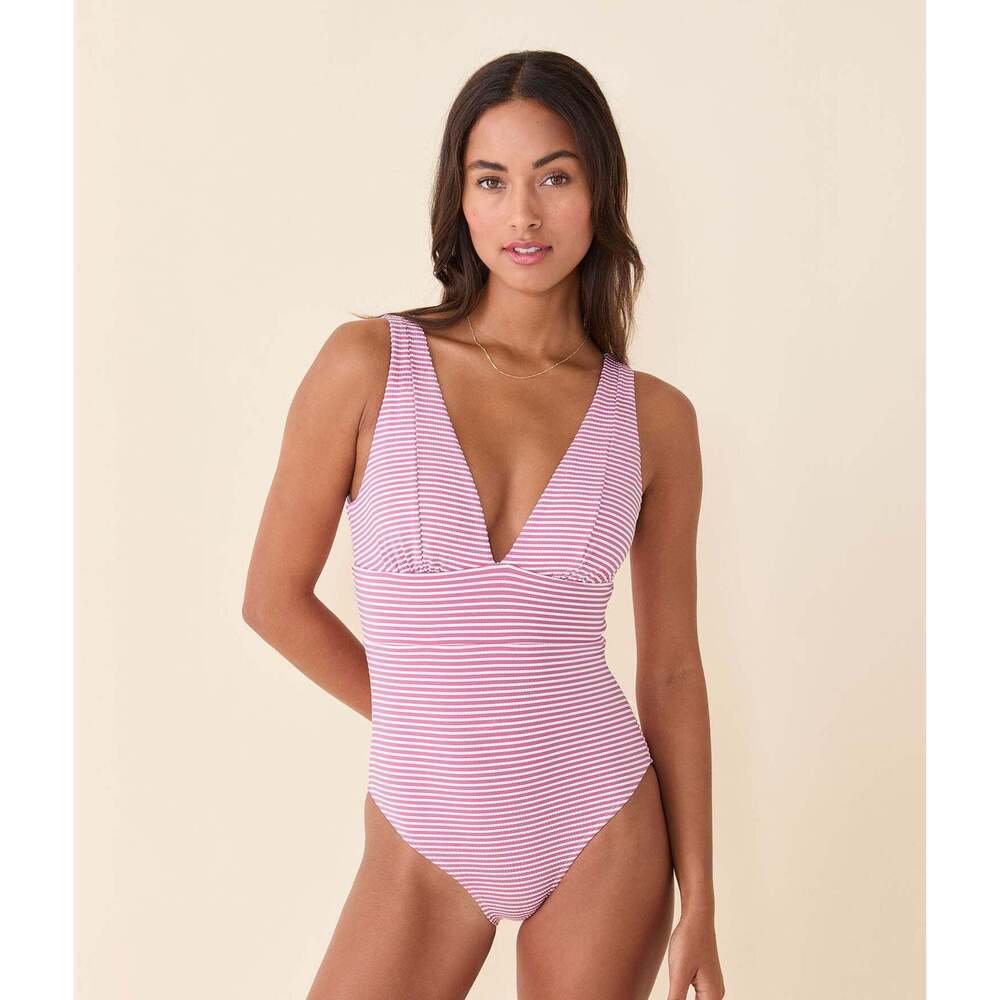 Andie The Mykonos One Piece - Seersucker Stripe - Bloom - Classic Size MBLOOM /